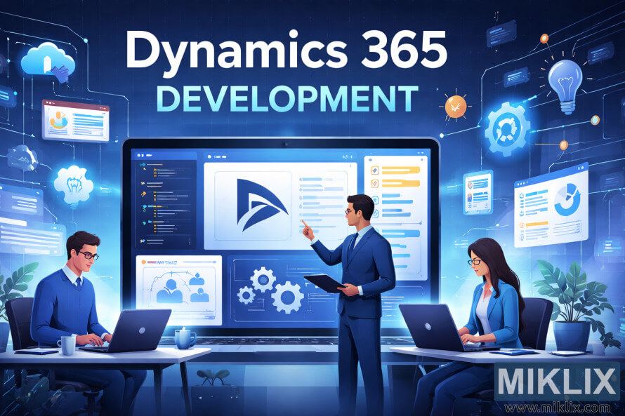 图示:开发人员在大屏幕上协作开发 Dynamics 365,仪表板、代码和云图标一应俱全。 图示:开发人员在大屏幕上协作开发 Dynamics 365,仪表板、代码和云图标一应俱全。