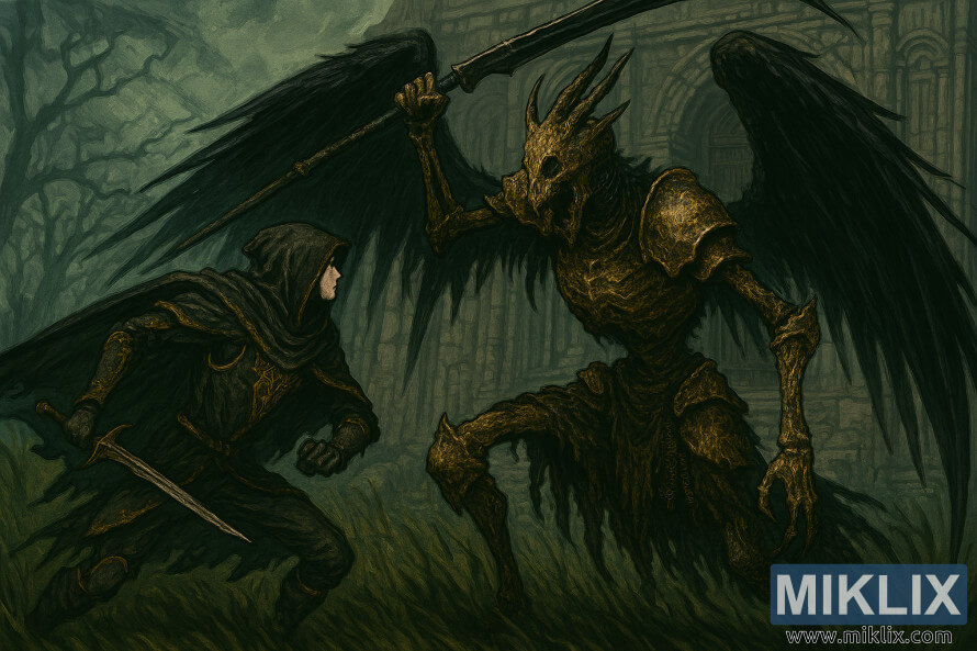 Batalla al estilo anime entre Tarnished y Black Blade Kindred fuera del Bestial Sanctum Batalla al estilo anime entre Tarnished y Black Blade Kindred fuera del Bestial Sanctum