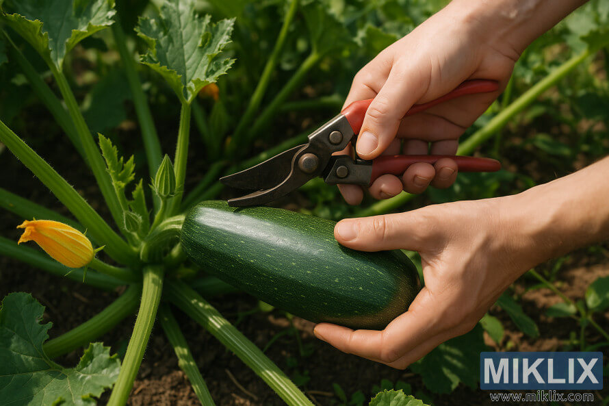 BahÃ§edeki bitkiden olgun bir kabaÄÄ± budama makasÄ±yla hasat eden eller.