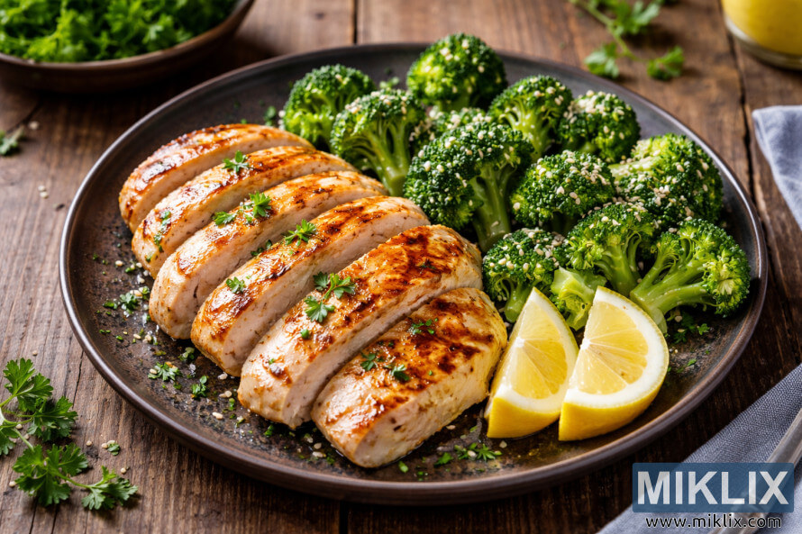 ê¸°ë¦ê¸°ê° ì ì ë­ê°ì´ì´ êµ¬ì´ ì¬ë¼ì´ì¤ì ì ì í ë¸ë¡ì½ë¦¬ê° ìë°í ëë¬´ íì´ë¸ ìì ëì¬ ìê³ , ì´ëì´ ìì ì¸ë¼ë¯¹ ì ìì ë ëª¬ ì¡°ê°ê³¼ í¨ê» ì ê³µë©ëë¤.