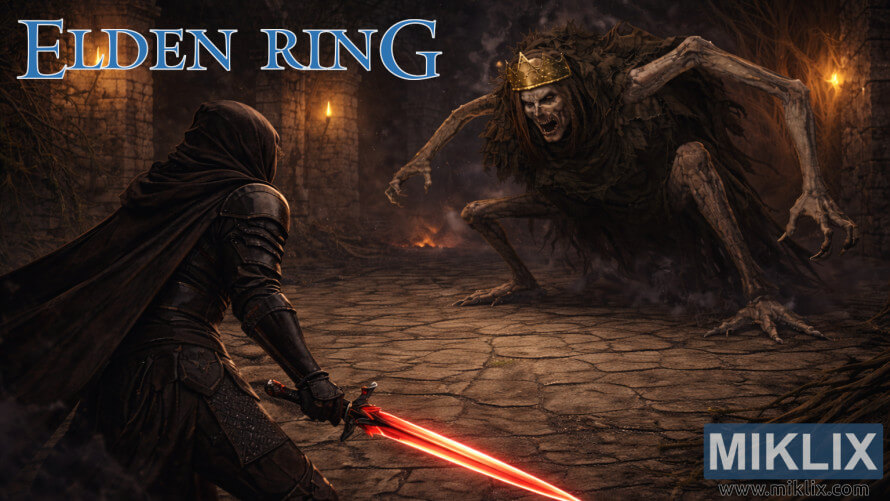 Elden Ring fan art of Black Knife armor warrior confronting Royal Revenant in Kingsrealm Ruins Elden Ring fan art of Black Knife armor warrior confronting Royal Revenant in Kingsrealm Ruins