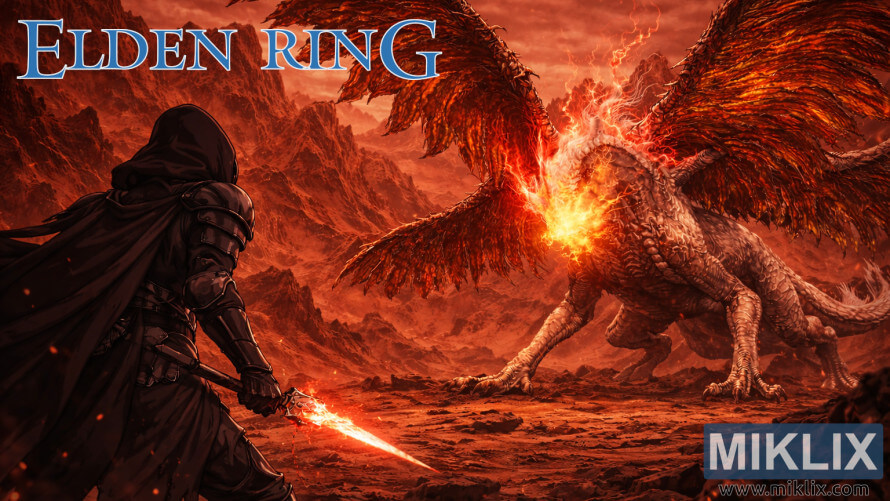 Fan art of Black Knife armor warrior confronting Ancient Dragon Senessax in Jagged Peak, Elden Ring: Shadow of the Erdtree Fan art of Black Knife armor warrior confronting Ancient Dragon Senessax in Jagged Peak, Elden Ring: Shadow of the Erdtree