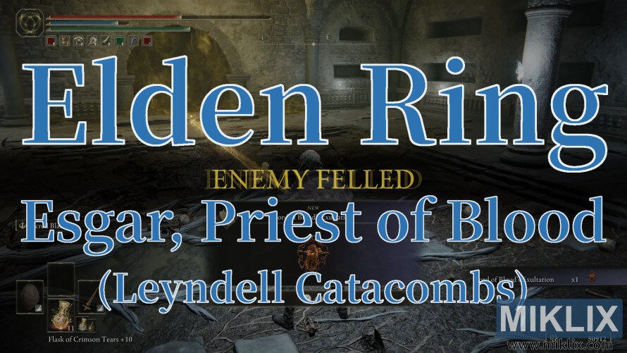 Elden Ring screenshot showing the defeat of Esgar, Priest of Blood in the Leyndell Catacombs. Elden Ring screenshot showing the defeat of Esgar, Priest of Blood in the Leyndell Catacombs.