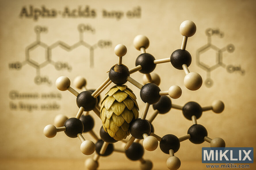 Premiant apiÅu alfa skÄbju fotoreÄlistisks molekulÄrais modelis ar izplÅ«duÅ¡u zinÄtnisku fonu