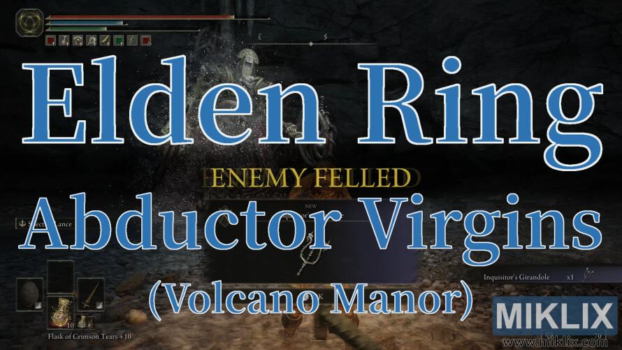 Elden Ring screenshot showing “Enemy Felled” after defeating the Abductor Virgins in Volcano Manor. Elden Ring screenshot showing “Enemy Felled” after defeating the Abductor Virgins in Volcano Manor.