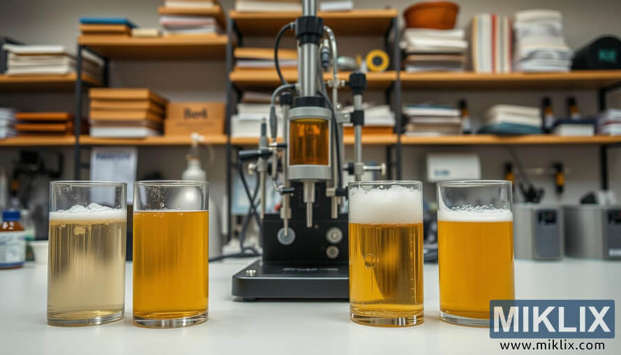 Laboratorij s uzorcima fermentacije piva koji prikazuju razliÄite sojeve kvasca sa zapadne obale.