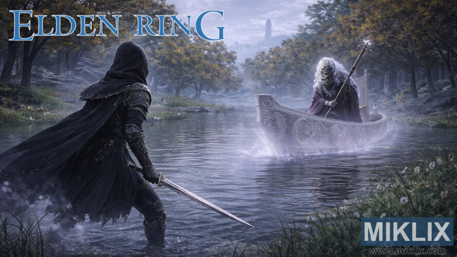 Fan art of the Tarnished in Black Knife armor wielding a sword and facing the Tibia Mariner on a ghostly boat in the misty waters of Liurnia of the Lakes in Elden Ring. Fan art of the Tarnished in Black Knife armor wielding a sword and facing the Tibia Mariner on a ghostly boat in the misty waters of Liurnia of the Lakes in Elden Ring.