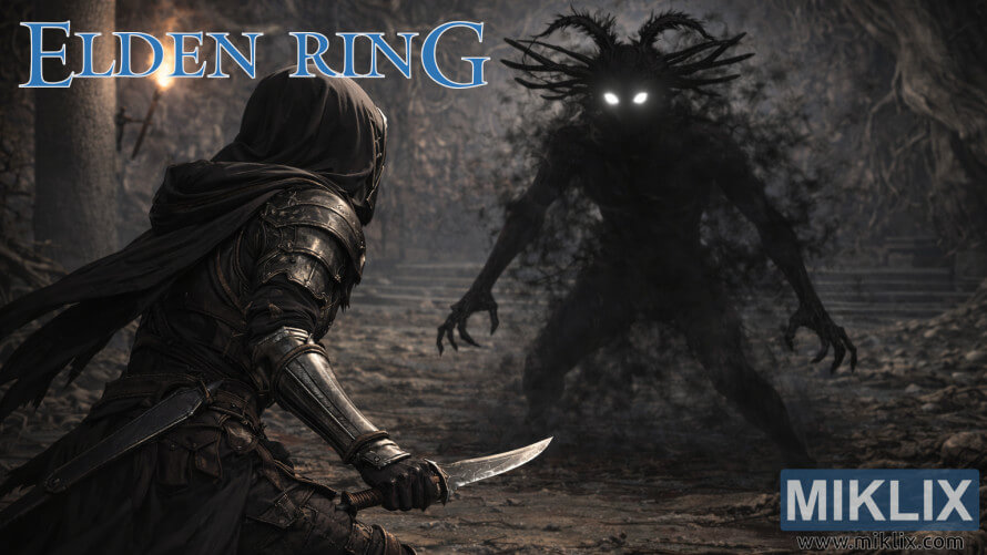 Elden Ring fan art showing the Tarnished in Black Knife armor facing the shadowy Cemetery Shade inside the Black Knife Catacombs. Elden Ring fan art showing the Tarnished in Black Knife armor facing the shadowy Cemetery Shade inside the Black Knife Catacombs.