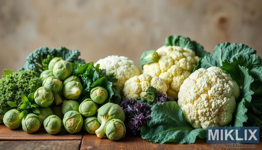 Mrtva priroda prokulica, brokule, cvjetaÄe i kelja na rustikalnom stolu. Mrtva priroda prokulica, brokule, cvjetaÄe i kelja na rustikalnom stolu.