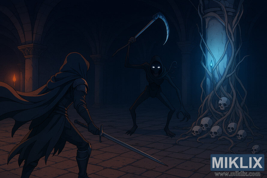 Elden Ring-in Caelid katakombalarında QÉbiristanlıq KölgÉsi bossu ilÉ qarÅılaÅan Qara Bıçaqlı Tarnished zirehinin anime üslubunda fanat sÉnÉti vÉ geniÅlÉndirilmiÅ fon detalları. Elden Ring-in Caelid katakombalarında QÉbiristanlıq KölgÉsi bossu ilÉ qarÅılaÅan Qara Bıçaqlı Tarnished zirehinin anime üslubunda fanat sÉnÉti vÉ geniÅlÉndirilmiÅ fon detalları.