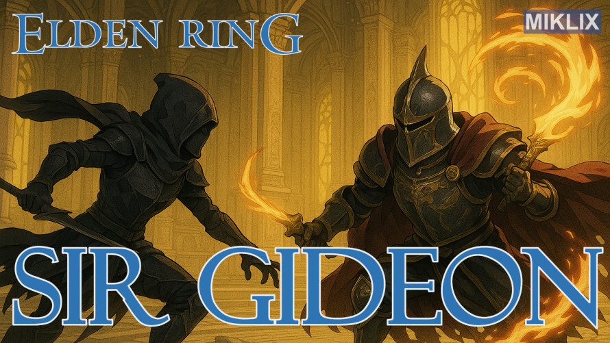 A Black Knife warrior battles Sir Gideon the All-Knowing inside the golden Erdtree Sanctuary.