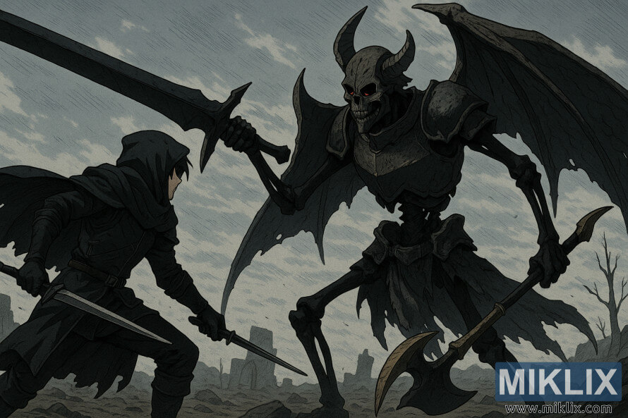 Fanart ÏÎµ ÏÏÏÎ» anime ÏÎ¿Ï Tarnished ÏÎ¿Ï Î±Î½ÏÎ¹Î¼ÎµÏÏÏÎ¯Î¶ÎµÎ¹ Î­Î½Î±Î½ ÏÎ±Î½ÏÏÎ·Î»Î¿ ÏÎºÎµÎ»ÎµÏÏ Black Blade Kindred Î¼Îµ Î¼Î±ÏÏÎ± Î¿ÏÏÎ­Î¹Î½Î± Î¬ÎºÏÎ± ÏÎµ ÏÎ¬ÏÎ¹Î± ÏÎ±Î½Î¿ÏÎ»Î¯Î±.