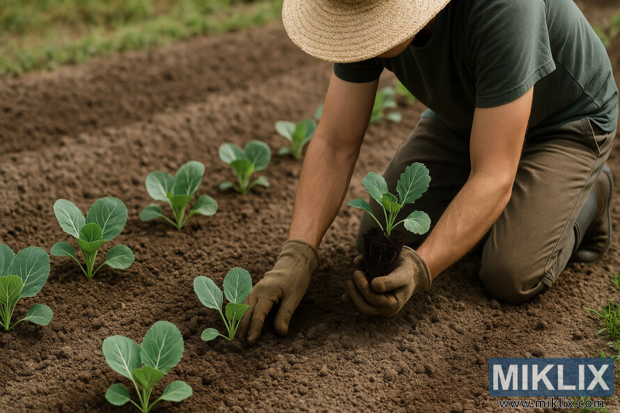 Ð¡Ð°Ð´ÑÐ²Ð½Ð¸Ðº ÑÑÐ¾ÑÑÑ Ð½Ð° ÐºÐ¾Ð»ÑÐ½Ð°Ñ Ñ ÒÑÑÐ½ÑÑ, ÑÐ°Ð´Ð¶Ð°ÑÑÐ¸ ÑÑÐ²Ð½Ð¾Ð¼ÑÑÐ½Ð¾ ÑÐ¾Ð·ÑÐ°ÑÐ¾Ð²Ð°Ð½Ñ ÑÐ¾Ð·ÑÐ°Ð´Ñ ÐºÐ°Ð¿ÑÑÑÐ¸ Ð² ÑÐ°Ð´Ñ.