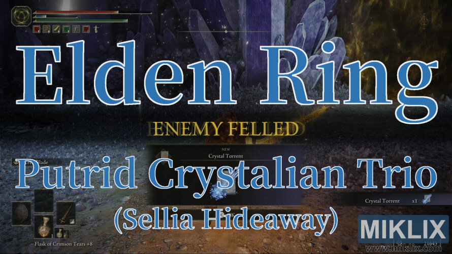 Elden Ring Putrid Crystalian Trio defeated in Sellia Hideaway.