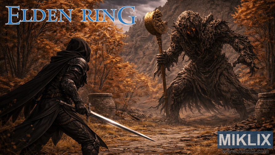Fan art of Elden Ring's Black Knife armor-clad player facing Erdtree Avatar in Liurnia forest Fan art of Elden Ring's Black Knife armor-clad player facing Erdtree Avatar in Liurnia forest