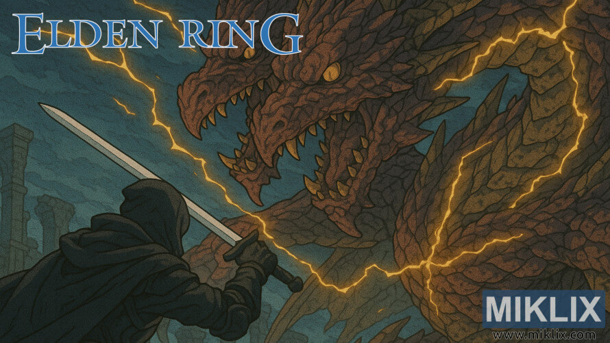 Anime-style scene of a hooded warrior in Black Knife Armor battling Dragonlord Placidusax with lightning crackling around them. Anime-style scene of a hooded warrior in Black Knife Armor battling Dragonlord Placidusax with lightning crackling around them.