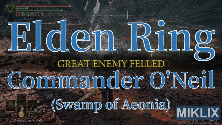 Elden Ring Commander O’Neil defeated in the Swamp of Aeonia. Elden Ring Commander O’Neil defeated in the Swamp of Aeonia.