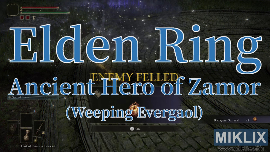 Elden Ring screenshot showing victory over Ancient Hero of Zamor in the Weeping Evergaol. Elden Ring screenshot showing victory over Ancient Hero of Zamor in the Weeping Evergaol.