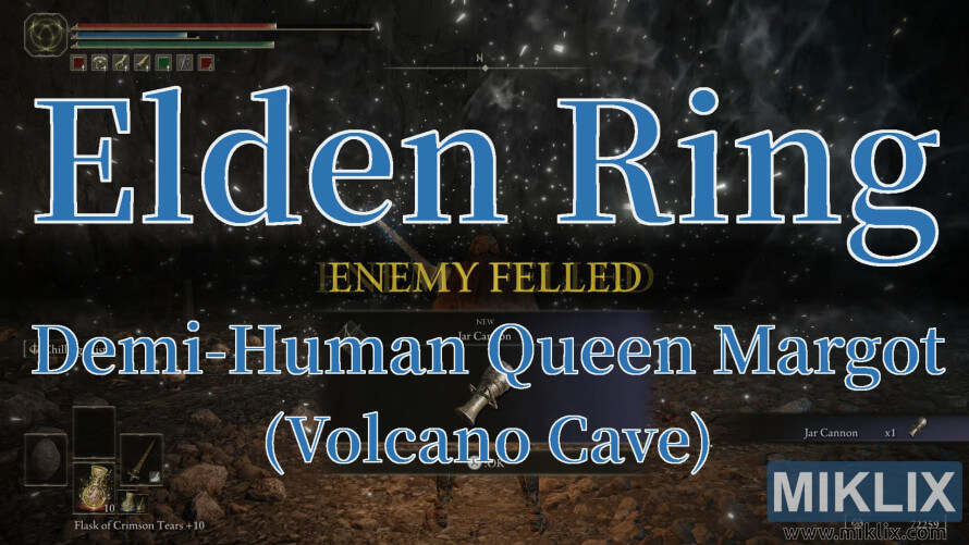 Elden Ring screenshot showing Demi-Human Queen Margot defeated in Volcano Cave. Elden Ring screenshot showing Demi-Human Queen Margot defeated in Volcano Cave.