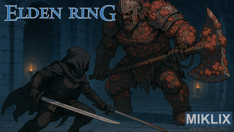 Fan art of a Black Knife warrior facing the Putrid Grave Warden Duelist in an underground stone chamber. Fan art of a Black Knife warrior facing the Putrid Grave Warden Duelist in an underground stone chamber.