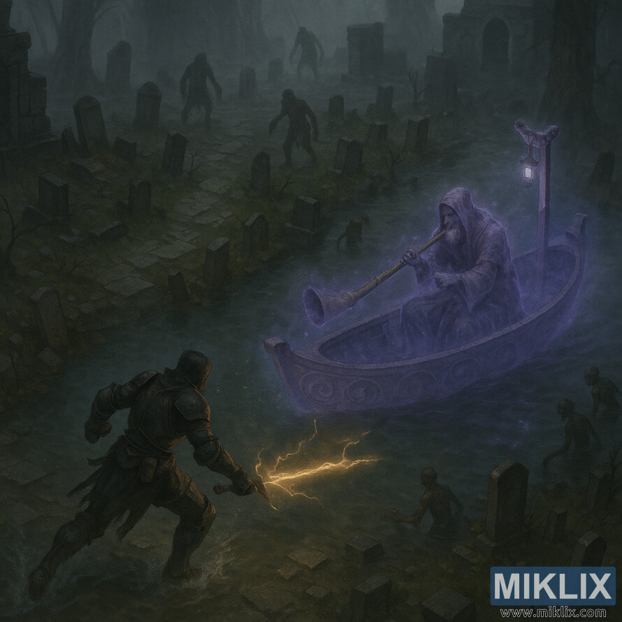 MraÄna fantazija Elden Ring fan art prikazuje Tarnished napada sablasno ljubiÄastu Tibia Mariner u prozirnom Äamcu usred poplavljenih ruÅ¡evina groblja. MraÄna fantazija Elden Ring fan art prikazuje Tarnished napada sablasno ljubiÄastu Tibia Mariner u prozirnom Äamcu usred poplavljenih ruÅ¡evina groblja.