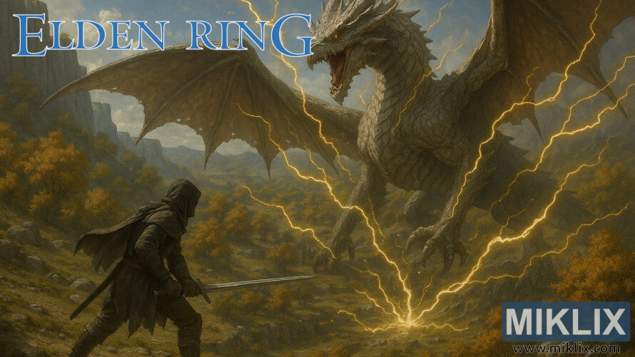 Elden Ring fan art of a warrior in Black Knife armor battling Ancient Dragon Lansseax in Altus Plateau Elden Ring fan art of a warrior in Black Knife armor battling Ancient Dragon Lansseax in Altus Plateau