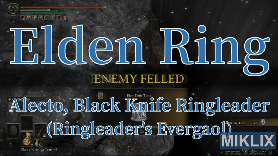 Elden Ring screenshot showing Alecto, Black Knife Ringleader defeated. Elden Ring screenshot showing Alecto, Black Knife Ringleader defeated.