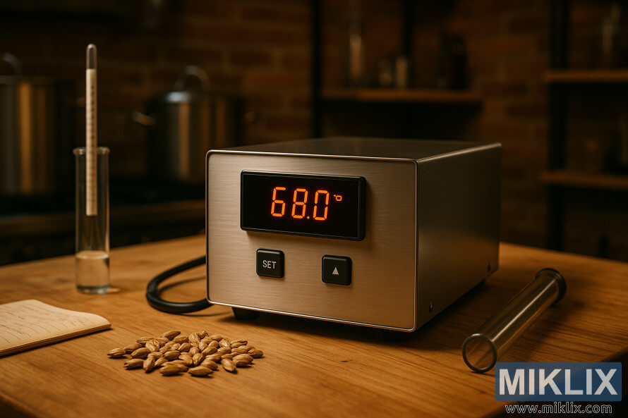 Ð¡ÑÑÐ°ÑÐ½Ð¸Ð¹ Ð±Ð»Ð¾Ðº ÐºÐ¾Ð½ÑÑÐ¾Ð»Ñ ÑÐµÐ¼Ð¿ÐµÑÐ°ÑÑÑÐ¸ ÑÐµÑÐ¼ÐµÐ½ÑÐ°ÑÑÑ Ð· ÑÐ¸ÑÑÐ¾Ð²Ð¸Ð¼ Ð´Ð¸ÑÐ¿Ð»ÐµÑÐ¼ Ð½Ð° Ð´ÐµÑÐµÐ²'ÑÐ½Ð¾Ð¼Ñ ÑÐ¾Ð±Ð¾ÑÐ¾Ð¼Ñ ÑÑÐ¾Ð»Ñ Ð² Ð´Ð¾Ð¼Ð°ÑÐ½ÑÐ¾Ð¼Ñ Ð¿Ð¸Ð²Ð¾Ð²Ð°ÑÐ½Ð¾Ð¼Ñ Ð¿ÑÐ¸Ð¼ÑÑÐµÐ½Ð½Ñ.