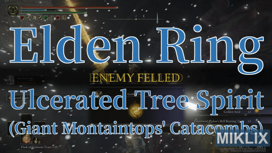 Elden Ring gameplay screenshot showing “Enemy Felled” after defeating the Ulcerated Tree Spirit in the Giants’ Mountaintop Catacombs. Elden Ring gameplay screenshot showing “Enemy Felled” after defeating the Ulcerated Tree Spirit in the Giants’ Mountaintop Catacombs.