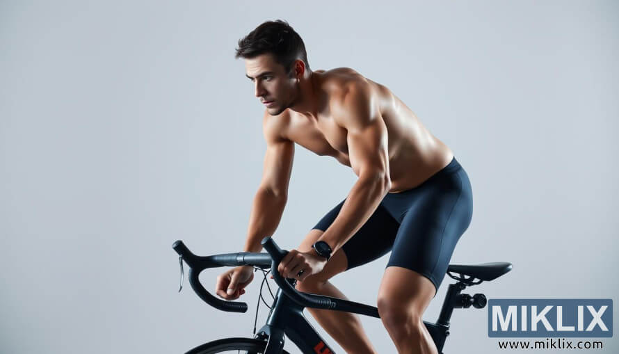 ÐÑоба вози биÑикл на ÑÑаÑионаÑном биÑÐ¸ÐºÐ»Ñ Ñа ÑокÑÑиÑаним изÑазом лиÑа на минималиÑÑиÑÐºÐ¾Ñ Ð¿Ð¾Ð·Ð°Ð´Ð¸Ð½Ð¸. ÐÑоба вози биÑикл на ÑÑаÑионаÑном биÑÐ¸ÐºÐ»Ñ Ñа ÑокÑÑиÑаним изÑазом лиÑа на минималиÑÑиÑÐºÐ¾Ñ Ð¿Ð¾Ð·Ð°Ð´Ð¸Ð½Ð¸.