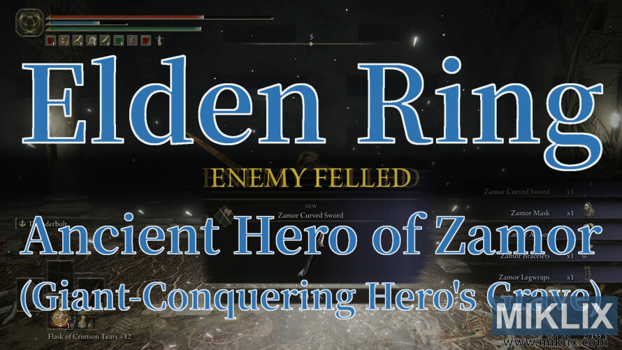 Elden Ring screenshot showing “Enemy Felled” after defeating the Ancient Hero of Zamor in the Giant-Conquering Hero’s Grave. Elden Ring screenshot showing “Enemy Felled” after defeating the Ancient Hero of Zamor in the Giant-Conquering Hero’s Grave.