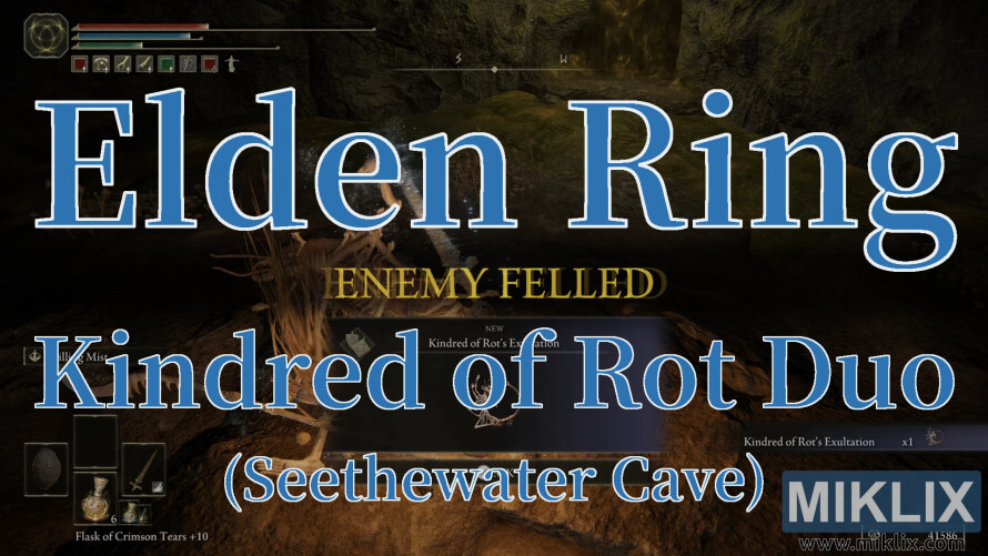 Elden Ring screenshot showing Kindred of Rot Duo defeated in Seethewater Cave. Elden Ring screenshot showing Kindred of Rot Duo defeated in Seethewater Cave.
