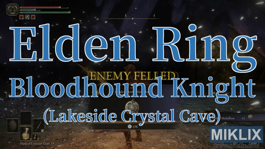 Elden Ring Bloodhound Knight defeated in Lakeside Crystal Cave. Elden Ring Bloodhound Knight defeated in Lakeside Crystal Cave.