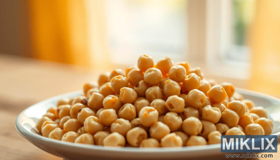 Posnetek kuhane ÄiÄerike od blizu na belem kroÅ¾niku pod toplo svetlobo.