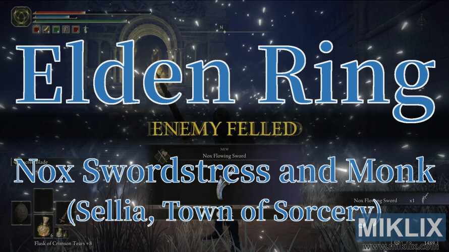 Elden Ring Nox Swordstress and Monk defeated in Sellia. Elden Ring Nox Swordstress and Monk defeated in Sellia.