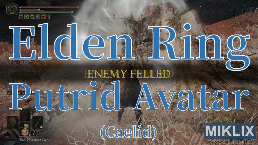 Elden Ring Putrid Avatar boss defeated in Caelid.