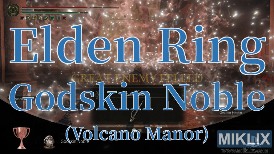 Elden Ring screenshot showing “Great Enemy Felled” after defeating the Godskin Noble boss in Volcano Manor. Elden Ring screenshot showing “Great Enemy Felled” after defeating the Godskin Noble boss in Volcano Manor.