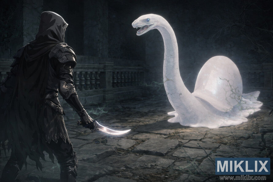 Elden Ring oyunundaki Kara BÄ±Ã§ak suikastÃ§Ä±sÄ±nÄ±n Road's End YeraltÄ± MezarlarÄ±'nda Ruh ÃaÄÄ±ran Salyangoz ile savaÅmasÄ±nÄ± gÃ¶steren hayran Ã§izimi.