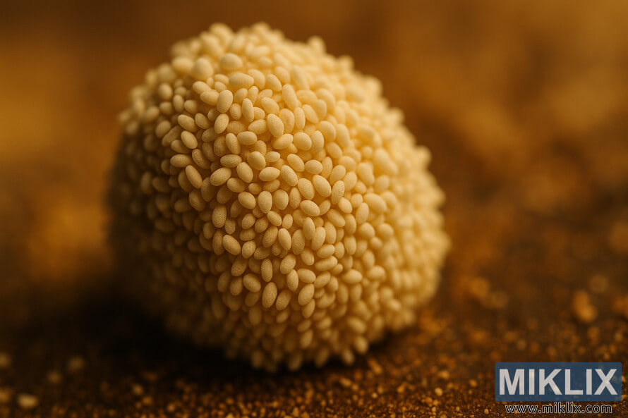 Kusa da Æwayoyin yisti na Fermentis SafAle US-05 a ÆarÆashin dumi, hasken zinari.