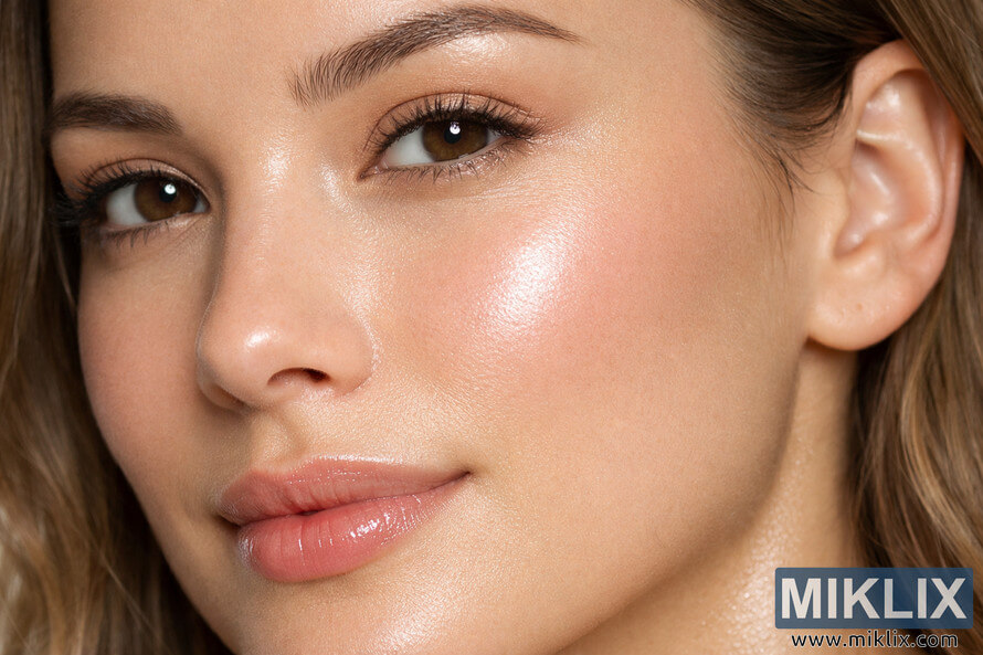 Extreme close-up of a woman's face showing radiant, healthy skin with a clear complexion and soft lighting highlighting her cheekbone, nose, and lips. Extreme close-up of a woman's face showing radiant, healthy skin with a clear complexion and soft lighting highlighting her cheekbone, nose, and lips.