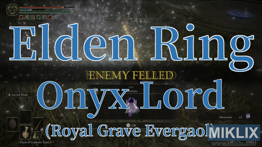 Elden Ring Onyx Lord defeated at the Royal Grave Evergaol. Elden Ring Onyx Lord defeated at the Royal Grave Evergaol.