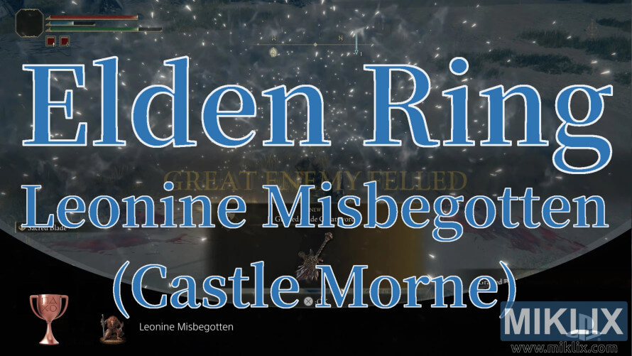 Elden Ring screenshot showing victory over Leonine Misbegotten at Castle Morne. Elden Ring screenshot showing victory over Leonine Misbegotten at Castle Morne.