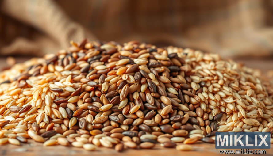 DetailnÃ­ zÃ¡bÄr na rÅ¯znÃ© odrÅ¯dy hnÄdÃ© rÃ½Å¾e v teplÃ½ch, zemitÃ½ch tÃ³nech s jemnÃ½mi texturami.