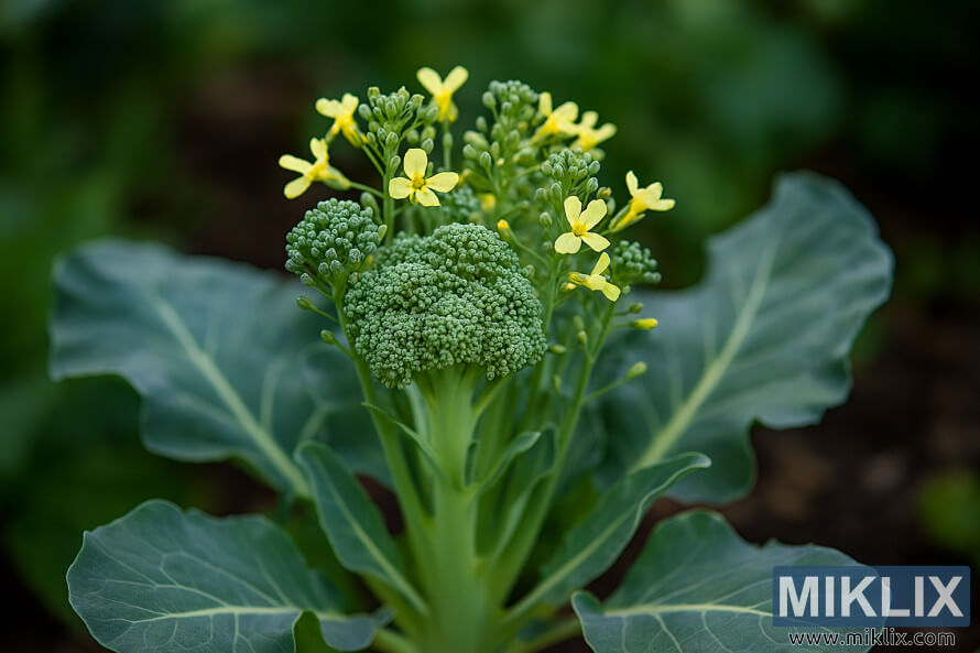Cáºn cảnh cây bông cải xanh có dấu hiá»u phát triá»n mạnh vá»i những bông hoa mà u và ng nhá» má»c giữa các nụ xanh. Cáºn cảnh cây bông cải xanh có dấu hiá»u phát triá»n mạnh vá»i những bông hoa mà u và ng nhá» má»c giữa các nụ xanh.