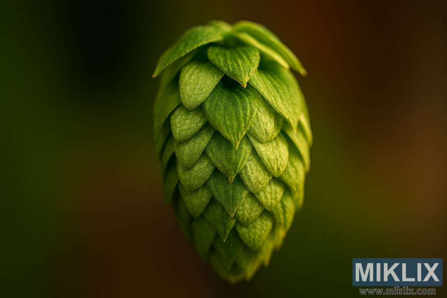 BulanÄ±q fonda yumÅaq iÅÄ±qlandÄ±rÄ±lmÄ±Å, canlÄ± yaÅÄ±l braktlar vÉ mÉxmÉr tekstura ilÉ tÉzÉ yÄ±ÄÄ±lmÄ±Å Waimea hop konusunun yaxÄ±ndan gÃ¶rÃ¼nÃ¼ÅÃ¼