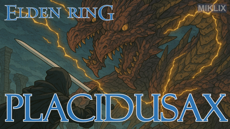 Fanart of a cloaked warrior confronting the massive two-headed dragon Placidusax with lightning and ruins in the background. Fanart of a cloaked warrior confronting the massive two-headed dragon Placidusax with lightning and ruins in the background.