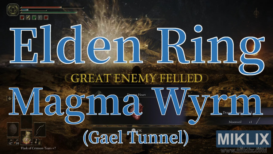 Elden Ring Magma Wyrm boss defeated in Gael Tunnel. Elden Ring Magma Wyrm boss defeated in Gael Tunnel.