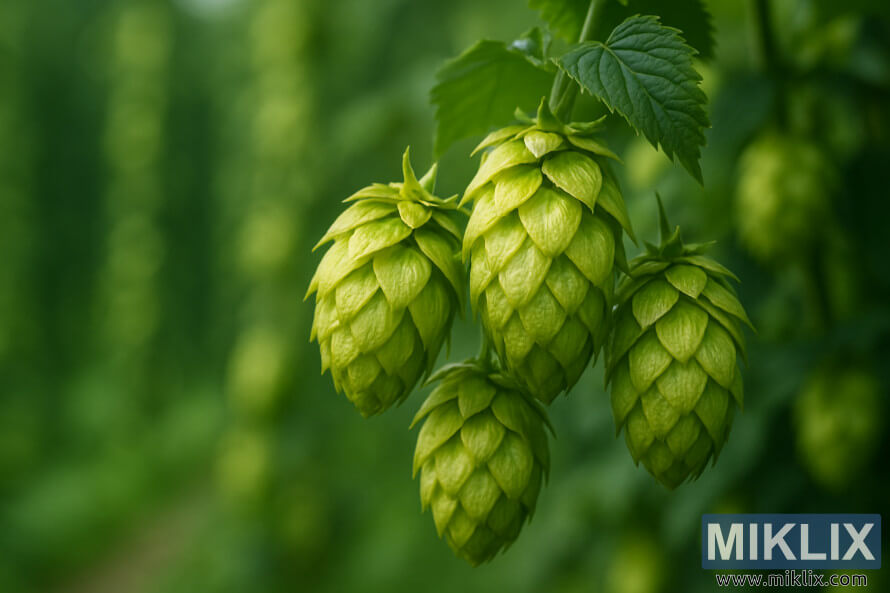 Pamje nga afÃ«r e boÃ§eve tÃ« hop-ulpit Aquila me gjÃ«ndra lupuline qÃ« shkÃ«lqejnÃ«.