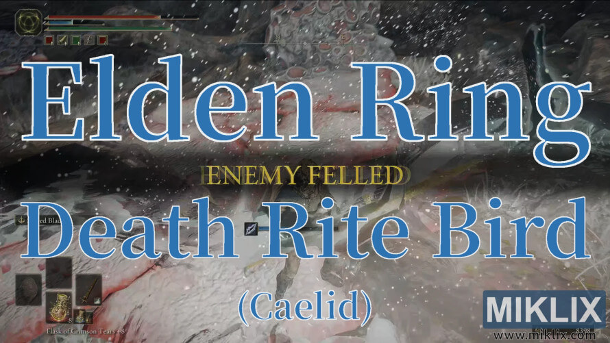 Elden Ring Death Rite Bird defeated in Caelid. Elden Ring Death Rite Bird defeated in Caelid.