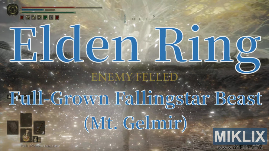 Elden Ring screenshot showing Full-Grown Fallingstar Beast defeated on Mt. Gelmir. Elden Ring screenshot showing Full-Grown Fallingstar Beast defeated on Mt. Gelmir.